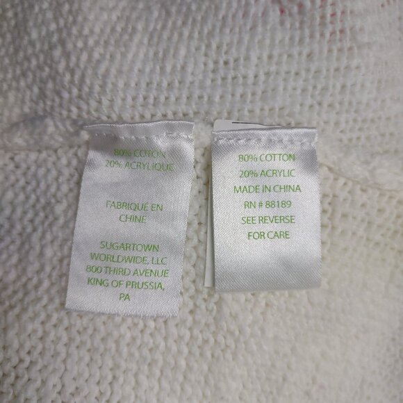 Lilly Pulitzer white colorful Weekend spellout cotton blend sweater ladies Small - Picture 7 of 7